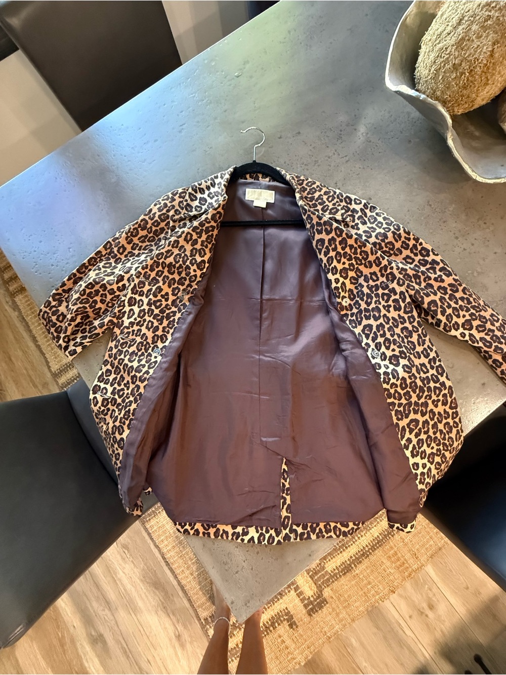 Michael Kors Leopard Print Double-Breasted Belted Trench - Brown/Black - Picture 7 of 13